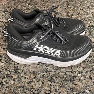 Hoka Black and white Bondi 7 Athletic Shoes